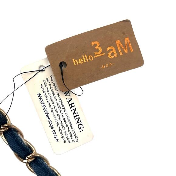 Hello 3AM Blue & White Stripe Nautical Shoulder Clutch Gold Chain Crossbody Bag - Picture 6 of 12
